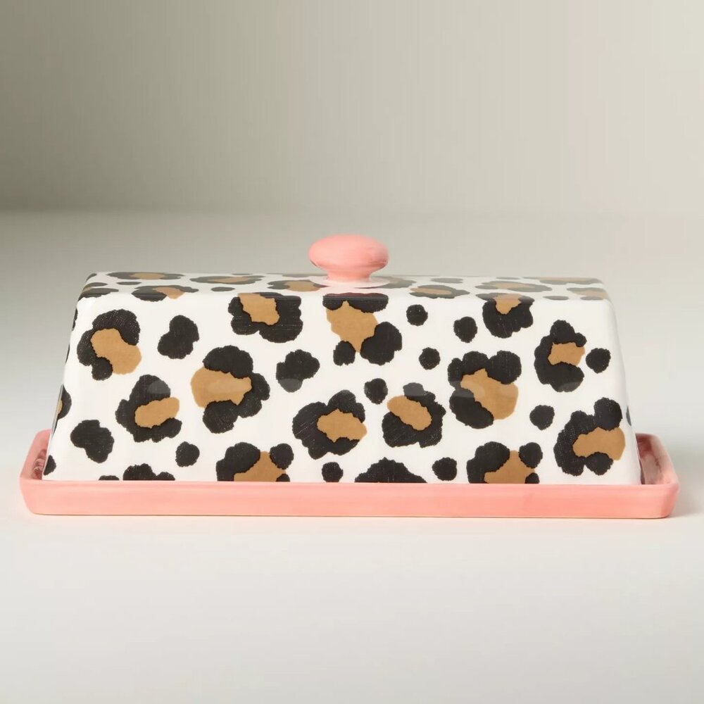 NEW Anthropologie Chintzware Leopard Stoneware Butter Dish